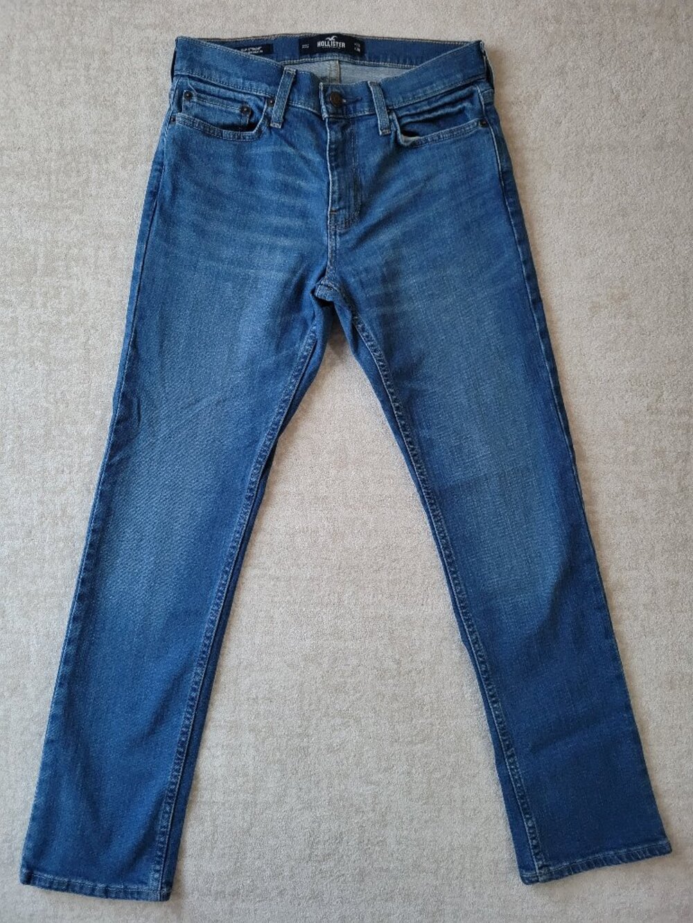 Hollister Slim Straight Epic Flex Jeans W28 L30 Mens Blue Whiskering Casual